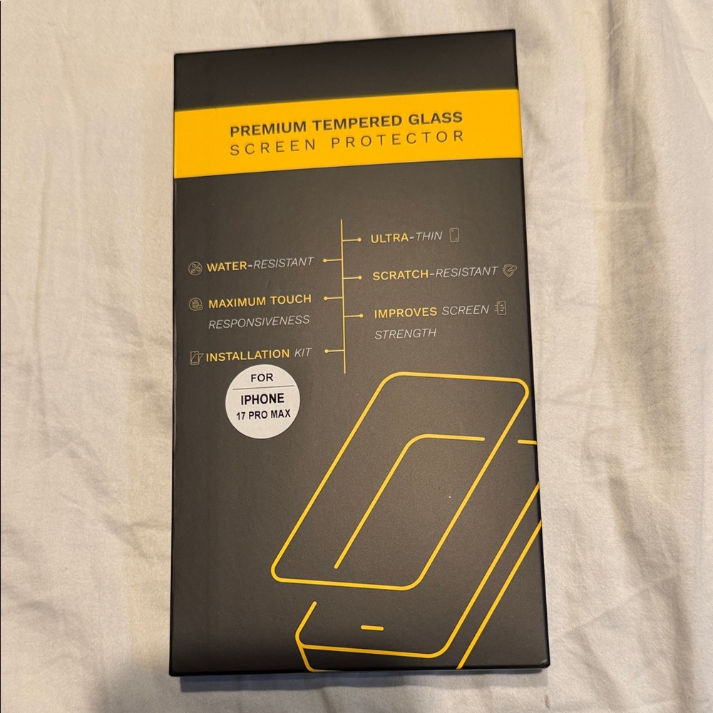 Premium Tempered Glass Screen Protector for iPhone 17 Pro Max - Black